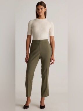 NWT Quince Stretch Crepe Ankle Pant Olive 6